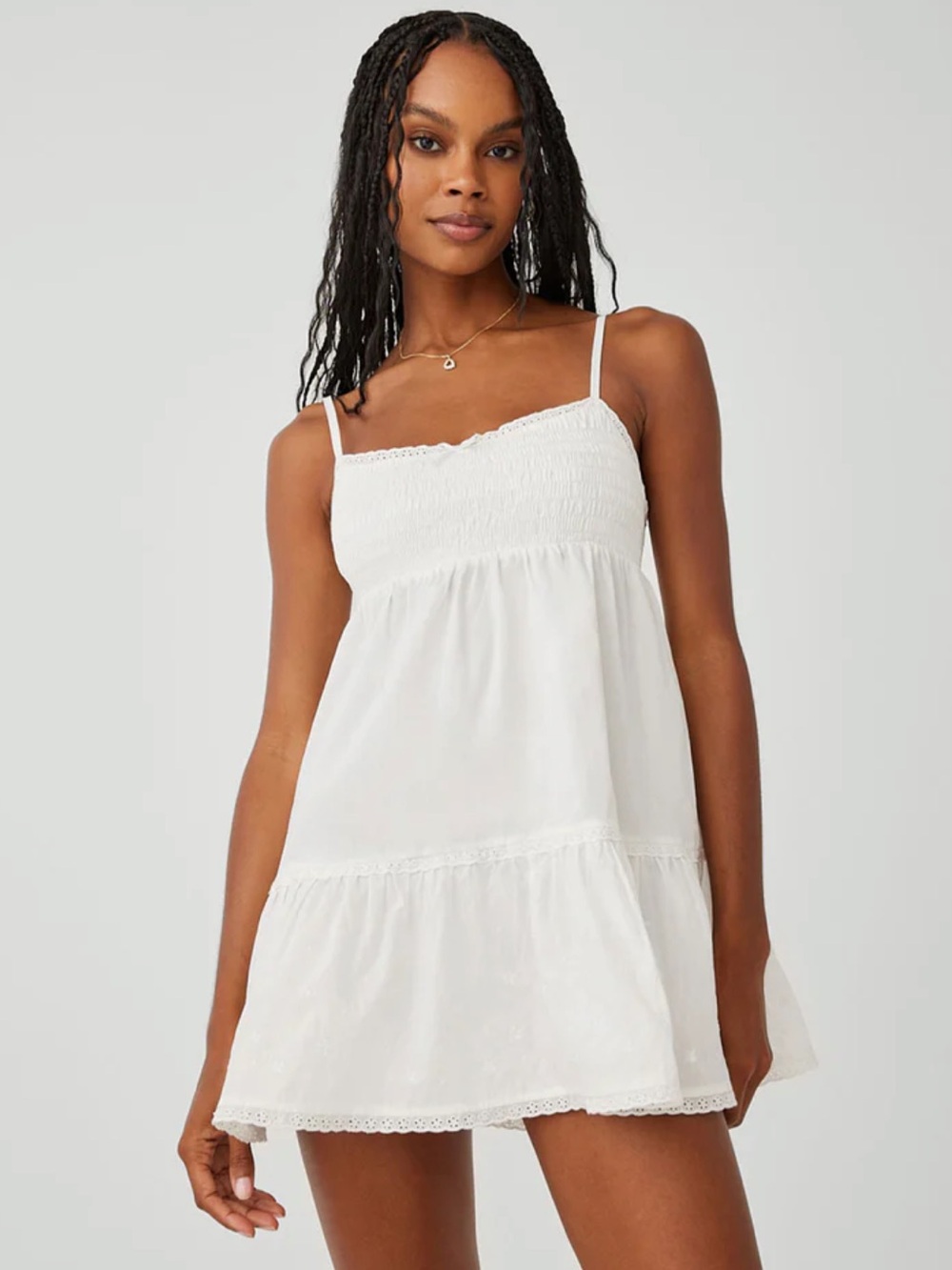 Frankies bikinis Baby Embroidered Mini Dress white size M